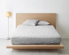 Простыня на резинке из поплина "Ночь Нежна" Грань (белая), Размер: 140 х 200