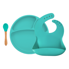 Набор силиконовой посуды для кормления Minikoioi BLW Set II - Aqua Green Зеленый