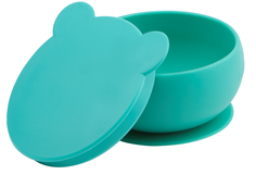 Силиконовая глубокая миска с присоской и крышкой Minikoioi Bowly - Aqua Green Зеленый