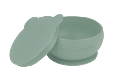 Силиконовая глубокая миска с присоской и крышкой Minikoioi Bowly - River Green Болотный