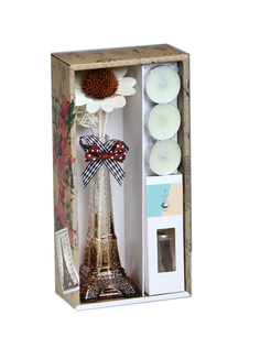 Набор подарочный Париж: ваза, свечи,аромамасло океан,декор, Богатство Аромата