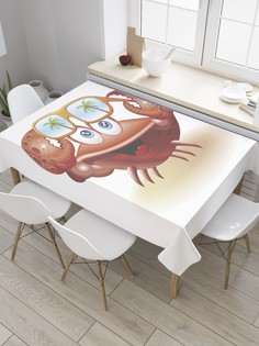 Скатерть прямоугольная JoyArty "Краб с очками" из сатена, 120x145 см