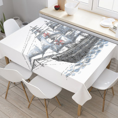 Скатерть прямоугольная JoyArty "Величественный корабль" из сатена, 120x145 см