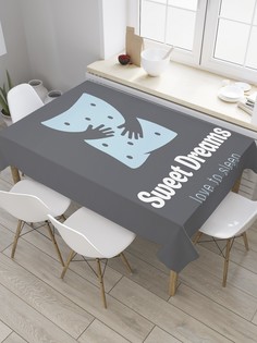 Скатерть прямоугольная JoyArty "Люблю спать сладких снов" из сатена, 120x145 см