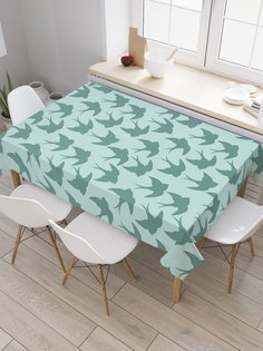 Скатерть прямоугольная JoyArty "Силуэты ласточек" из сатена, 120x145 см