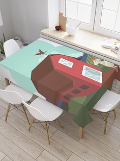 Скатерть прямоугольная JoyArty "Козел на ферме" из сатена, 120x145 см