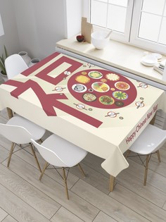 Скатерть прямоугольная JoyArty "Японское застолье" из сатена, 120x145 см