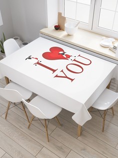 Скатерть прямоугольная JoyArty "Овечья любовь" из сатена, 120x145 см