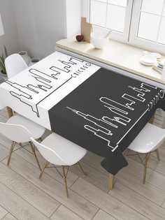 Скатерть прямоугольная JoyArty "Силуэты домов Чикаго" из сатена, 120x145 см