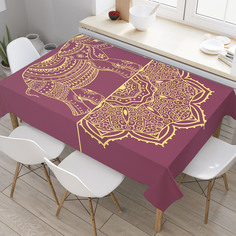 Скатерть прямоугольная JoyArty "Слон на мандале" из сатена, 120x145 см