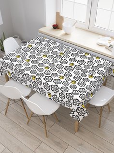 Скатерть прямоугольная JoyArty "Пчелы над ромашками" из сатена, 120x145 см