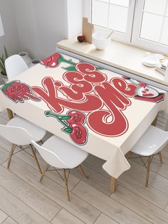 Скатерть прямоугольная JoyArty "Поцелуй розы" из сатена, 120x145 см