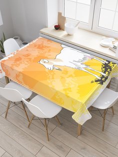 Скатерть прямоугольная JoyArty "Горные козы" из сатена, 120x145 см