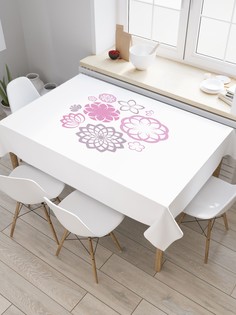 Скатерть прямоугольная JoyArty "Цветочная геометрия" из сатена, 120x145 см