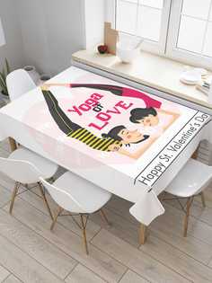 Скатерть прямоугольная JoyArty "Любовь и спорт" из сатена, 180x145 см