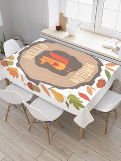 Скатерть прямоугольная JoyArty "Встреча осени" из сатена, 120x145 см