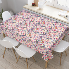 Скатерть прямоугольная JoyArty "Крылатые насекомые на поляне" из сатена, 120x145 см