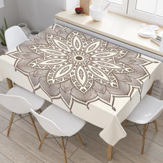 Скатерть прямоугольная JoyArty "Мандала в стиле зентангл" из сатена, 120x145 см