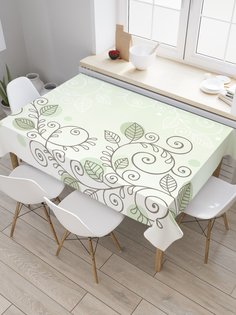 Скатерть прямоугольная JoyArty "Растительный виток" из сатена, 120x145 см