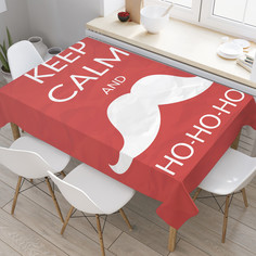 Скатерть прямоугольная JoyArty "Сохраняй спокойствие и радуйся" из сатена, 120x145 см