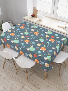 Скатерть прямоугольная JoyArty "Галактика планет" из сатена, 120x145 см