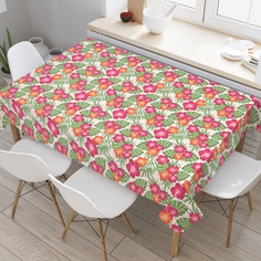 Скатерть прямоугольная JoyArty "Тропический букет" из сатена, 120x145 см