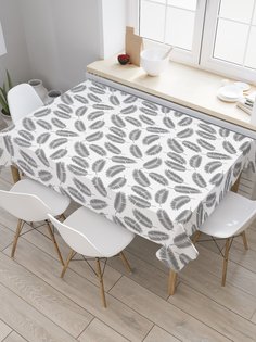 Скатерть прямоугольная JoyArty "Кокосовые листья моно" из сатена, 120x145 см