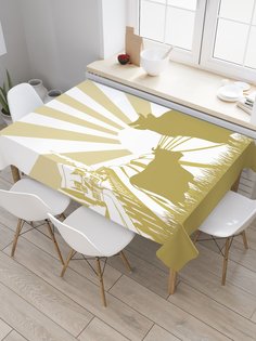 Скатерть прямоугольная JoyArty "Коровы на пастбище" из сатена, 120x145 см