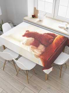 Скатерть прямоугольная JoyArty "Теплые объятия" из сатена, 120x145 см