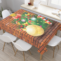 Скатерть прямоугольная JoyArty "Новогодняя елочка со звездой" из сатена, 120x145 см
