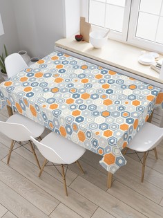 Скатерть прямоугольная JoyArty "Геометрические соты" из сатена, 180x145 см