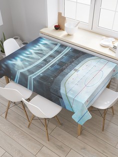 Скатерть прямоугольная JoyArty "Перед выходом команд" из сатена, 120x145 см