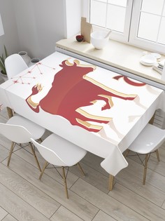 Скатерть прямоугольная JoyArty "Значок и созвездие Телец" из сатена, 120x145 см