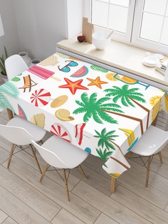 Скатерть прямоугольная JoyArty "Все для пляжа" из сатена, 120x145 см