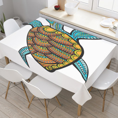 Скатерть прямоугольная JoyArty "Черепаха в стиле дудл" из сатена, 120x145 см