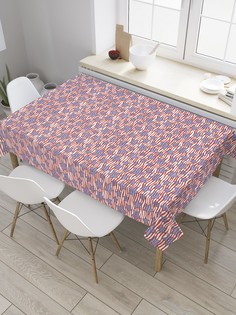 Скатерть прямоугольная JoyArty "Рисованные звезды на полосах" из сатена, 180x145 см