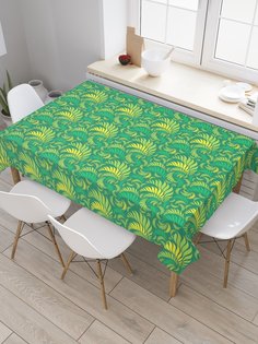 Скатерть прямоугольная JoyArty "Узорные листья папоротника" из сатена, 120x145 см