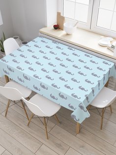 Скатерть прямоугольная JoyArty "Графика морских коньков" из сатена, 120x145 см