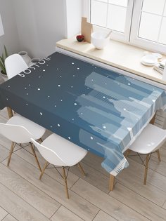 Скатерть прямоугольная JoyArty "Ночной Бостон" из сатена, 120x145 см