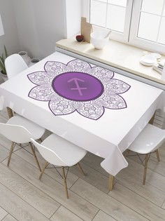 Скатерть прямоугольная JoyArty "Знак Стрельца в мандале" из сатена, 120x145 см