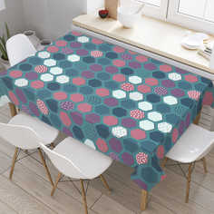 Скатерть прямоугольная JoyArty "Объемная геометрия" из сатена, 120x145 см