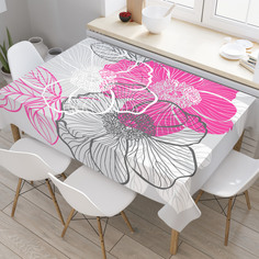 Скатерть прямоугольная JoyArty "Букетный абрис" из сатена, 120x145 см