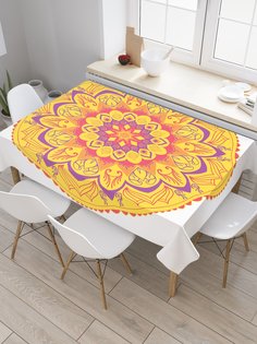 Скатерть прямоугольная JoyArty "Солнечная мандала" из сатена, 120x145 см