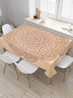 Скатерть прямоугольная JoyArty "Сердечная мандала" из сатена, 120x145 см