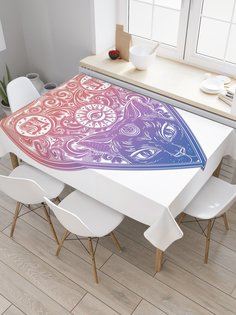 Скатерть прямоугольная JoyArty "Кошачий оракул" из сатена, 120x145 см