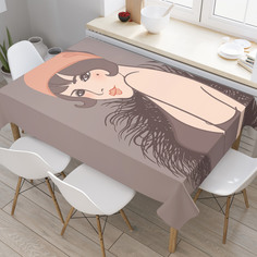 Скатерть прямоугольная JoyArty "Смущенная девушка" из сатена, 120x145 см