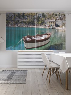 Шторы с фотопечатью JoyArty "Рыбацкая лодка" из сатена, 290х180 см