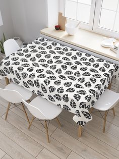 Скатерть прямоугольная JoyArty "Паттерн листьевых оттисков" из сатена, 120x145 см