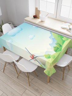 Скатерть прямоугольная JoyArty "Ветряная мельница в долине" из сатена, 120x145 см