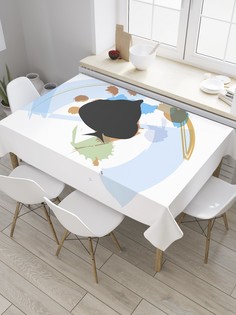 Скатерть прямоугольная JoyArty "Камбала абстракция" из сатена, 120x145 см